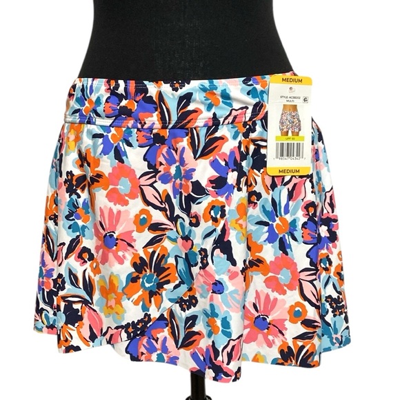 Anne Cole Floral UPF 50 Swim Skirt M - Picture 1 of 12